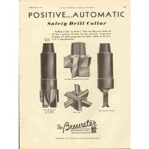 brewster company 1931 positive automatic safe drill collar vintage ad
