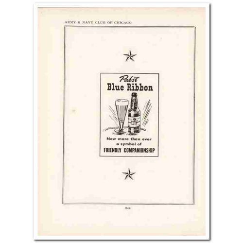pabst blue ribbon 1943 friendly companionship ww2 wartime vintage ad