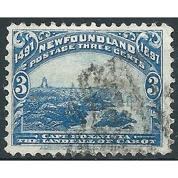 Newfoundland 1897 SG68 3c Bright Blue Good/Fine Used . . ..