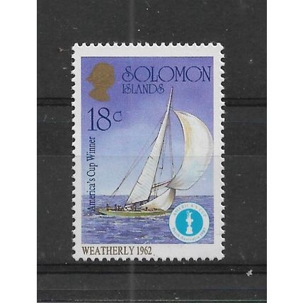 SolomonIslands.America's Cup Winner."Weatherly" 1962 stamp.Unmounted Mint.Jan23