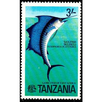Africa Tanzania 1977 Fish 3/- MNH Stamp Sailfish