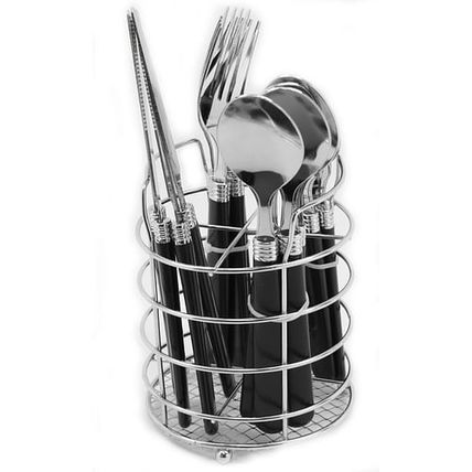 Gibson Sensations II 16 Piece Stainless Steel Flatware Set with Black Handles...