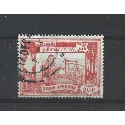 Burma.SG143 20p Girl Weaving (Red).Fine Used.Jul25d