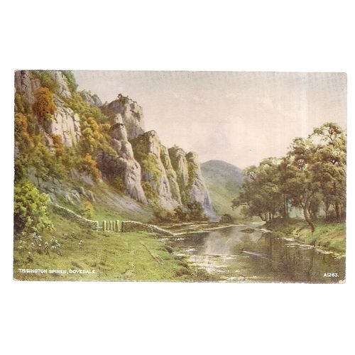 TISSINGTON SPIRES, DOVEDALE a Valentine & Sons Ltd unused postcard A1263 vint. =