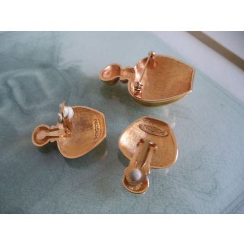 DIOR rare Parure Collector Gold Earrings Brooch Poison Perfume 90s Set