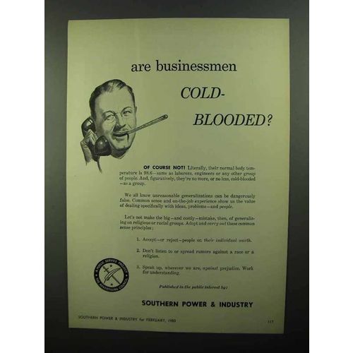 1950 Public Service Ad - Are Businessmen Cold-Blooded?
