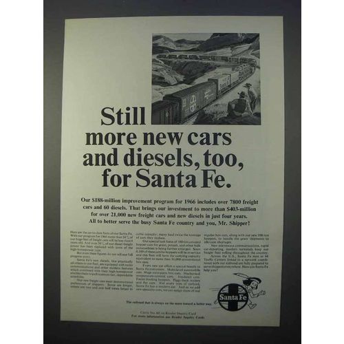 1966 Santa Fe Railway Ad - More New Cars and Diesels