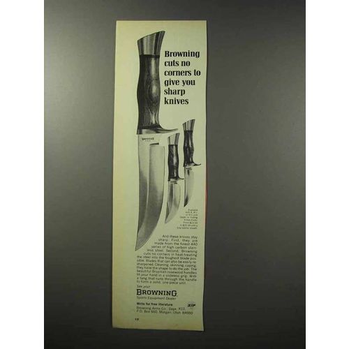 1970 Browning Knives Ad - Cuts no Corners