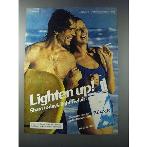 1981 Belair Cigarettes Ad - Lighten Up! - Surfing