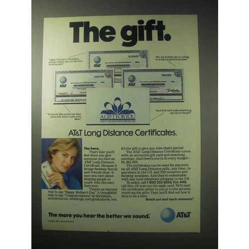 1985 AT&T Long Distance Certificates Ad - The Gift