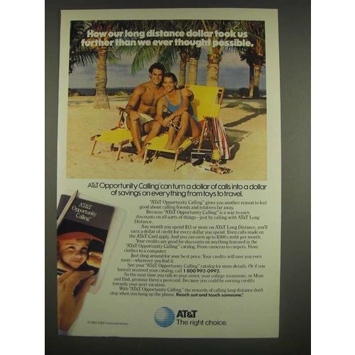 1985 AT&T Opportunity Calling Ad -our long distance dollar took us further