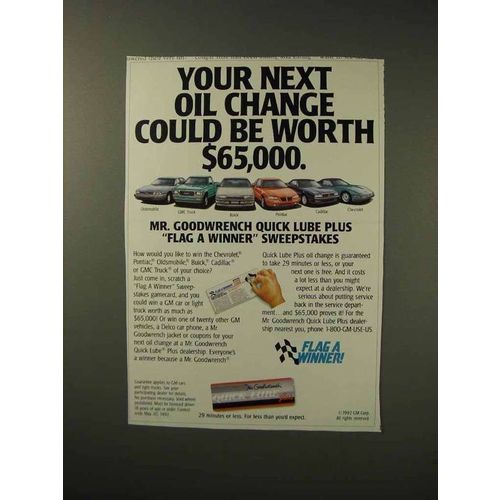 1992 Mr. Goodwrench Service Ad - Next Oil Change