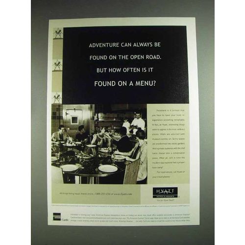1999 Hyatt Resorts Ad - Adventure on A Menu?