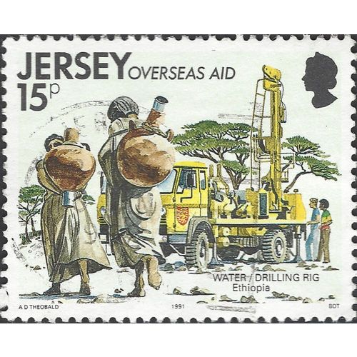 JERSEY, Water Drilling Rig, Ethiopia, white 1991, 15p