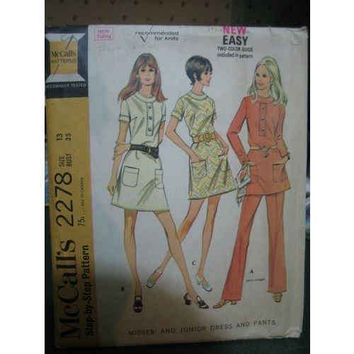 Vintage McCall's 2278 Misses Dress & Pants Pattern - Size 13 Bust 35