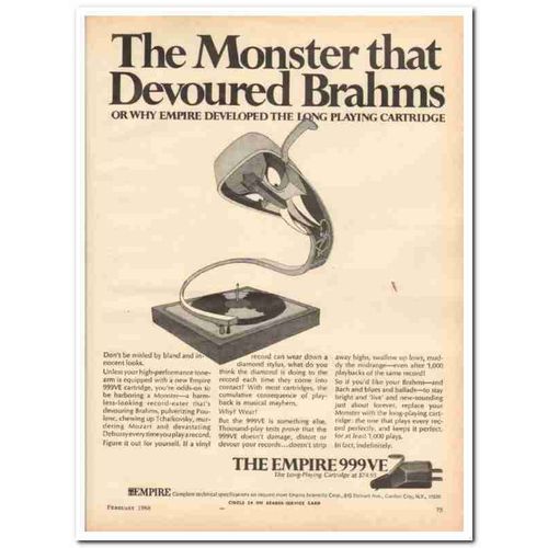 EMPIRE SCIENTIFIC CORP 1968 999VE long playing cartridge vintage ad