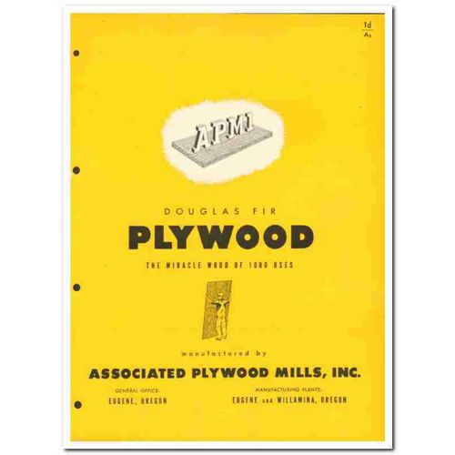 ASSOCIATED PLYWOOD MILLS INC 1954 Douglas Fir wood vintage catalog