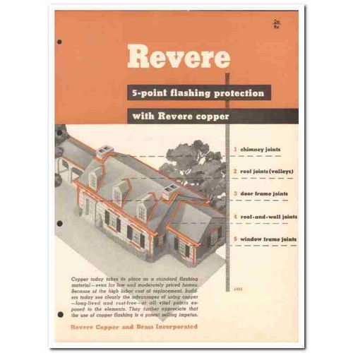 REVERE COPPER BRASS INC 1954 Flashing joints roofing vintage catalog
