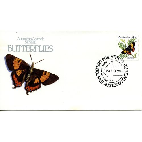 AUSTRALIA 1983 FDC Series III Butterflies 1 stamp (SG 792a) - Melbourne 3000