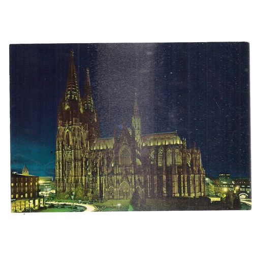 CATHEDRAL AT NIGHT , KOLN AM RHEIN, GERMANY unused vintage postcard (a) #