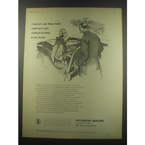 1957 Potterton Boilers Ad - I daren't ask them back until we've got civilised