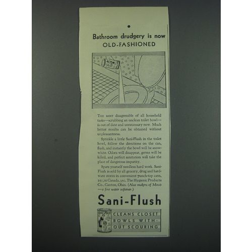 1930 Sani-Flush Cleaner Ad - Bathroom drudgery is now old-fashioned