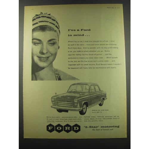 1957 Ford Anglia de Luxe Car Ad - I've a Ford in mind