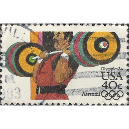 USA, OLYMPICS, Los Angeles, Weightlifting, brown 1983, 40c, #5