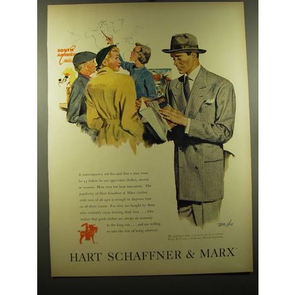 1950 Hart Schaffner & Marx Ad - art by Tom Hall - A contemporary wit