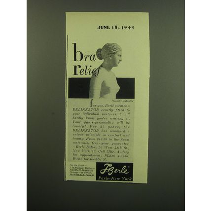 1949 F. Berle Delineator Bras Ad - Bra Relief