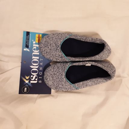 Women’s Heathered Jersey Vanessa Ballerina Slipper Navy Blue Small