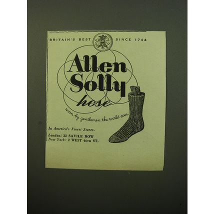 1950 Allen Solly Hose Socks Ad - Britain's best since 1744