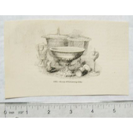 1860s engraving - Group of Christening Gifts