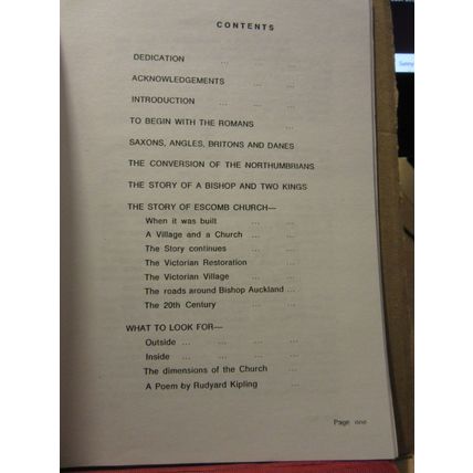 THE SAXON CHURCH, ESCOMB, Co. Durham , 1975 guide book 38 pages /