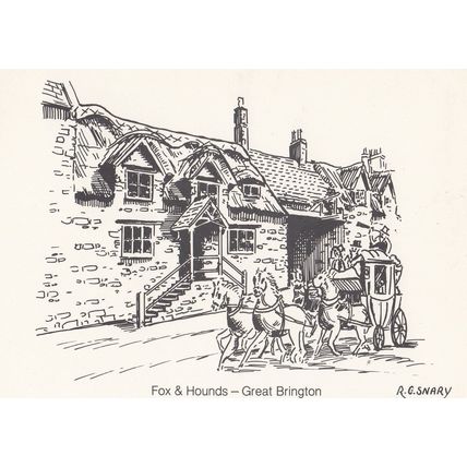 Fox & Hounds Great Brington Pub Postal Anniversary Northampton Postcard
