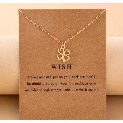 Lucky Clover Necklace Small Flower Wish Pendant Necklace Chain