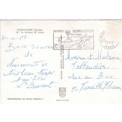 Noirmoutier Chateau France Postcard posted 1988 creased
