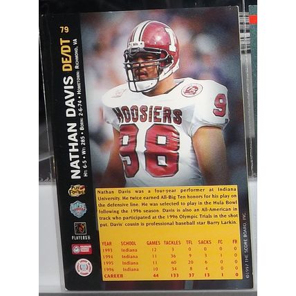 1997 Score Board NATHAN DAVIS (Falcons) Rookie Card #79