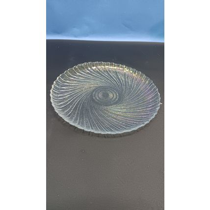 4 Vintage Arcoroc France Seabreeze Clear Glass Swirl Vortex Salad Bread Plate