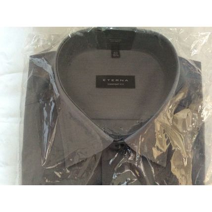 Eterna Mens Mid Grey Comfort Fit Shirt Size 40 15 3/4 RRP £49.99