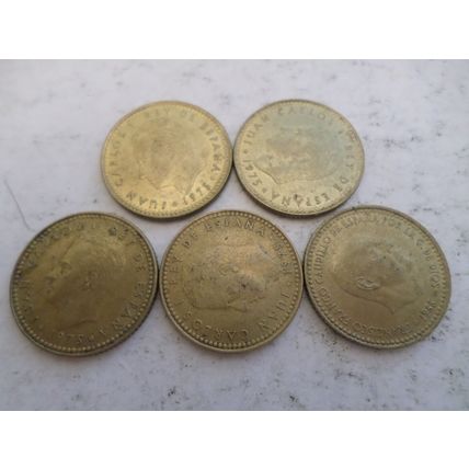 Spain - 10 differently dated - 1 peseta coins - date run 1971 / 1980