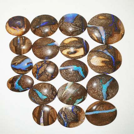 53464 - 18 Oval Cut Australian Boulder Opal with Blue Veins from 17x15 mm and up