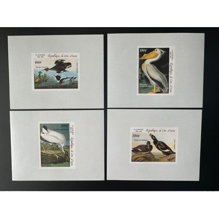 Côte d'Ivoire 1985 Mi. 853 - 856 blocs luxe ND J.J. Audubon Oiseaux Birds Canard