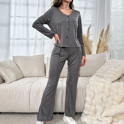 shirts, slit pants, home clothing Women's pajamas, cardigans, long sleeved