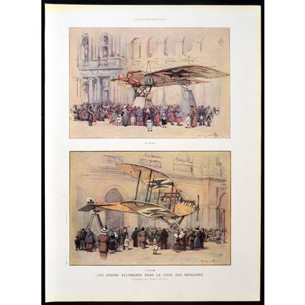 GERMAN PLANES IN THE COURTYARD OF THE INVALIDES 1915 Henry Cheffer WORLD WAR I