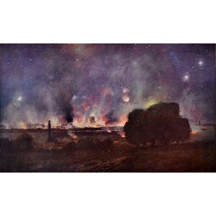 ARRAS CATHEDRAL FIRE 1915 François Flameng FRANCE WORLD WAR I PRINT