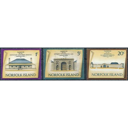 Historic Buildings: 3 Values - Norfolk Island 1973 - MNH & F H - SG 133,137,144