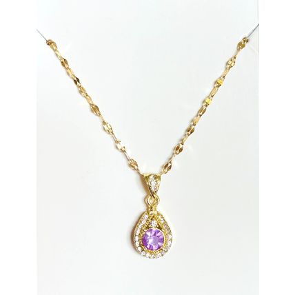Women's Luxury Necklaces for Every Occasion, Tear Drop Pedant, Purple Crystal