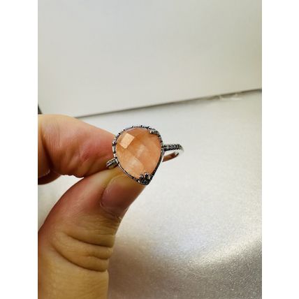 Ring Bomb Party Sz6 RBP Abstract Lt Orange Gem W/Rhodium P Band Costume Jewelry