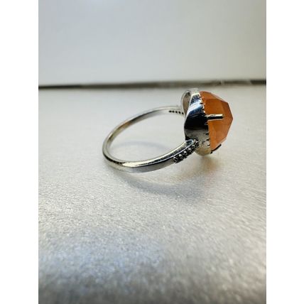 Ring Bomb Party Sz6 RBP Abstract Lt Orange Gem W/Rhodium P Band Costume Jewelry